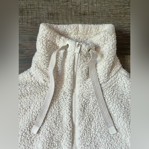 ATHLETA Talus Sherpa Half Zip White Pullover Cream XS Cozy Lounge Winter Jacket - Picture 6 of 7